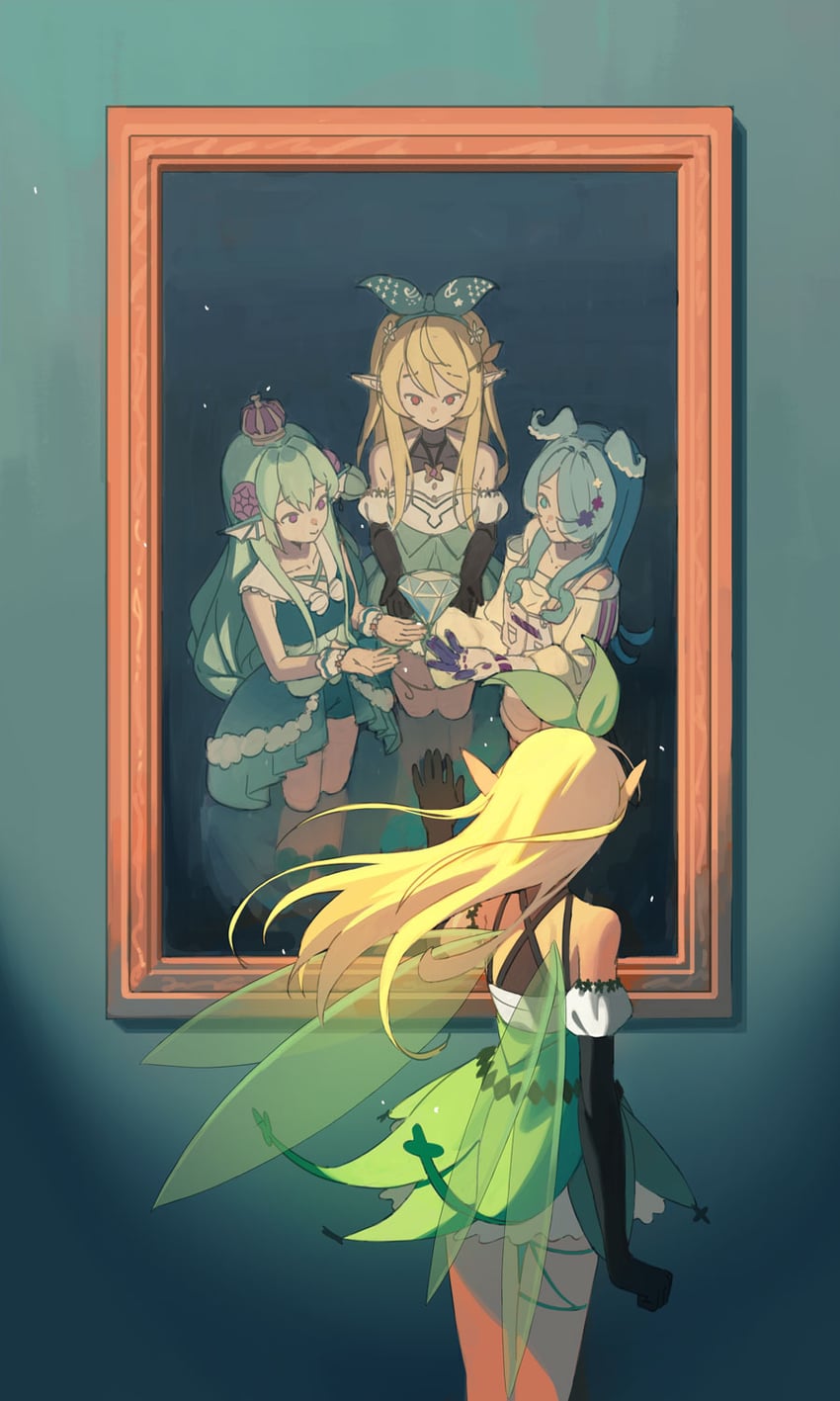 elira pendora, pomu rainpuff, and finana ryugu (nijisanji and 1 more) drawn by karassawa