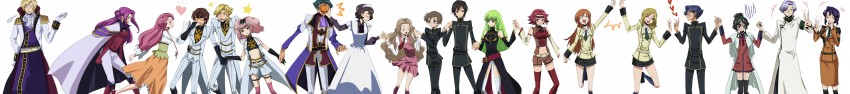 c.c., lelouch vi britannia, kouzuki kallen, kururugi suzaku, nunnally vi britannia, and 14 more (code geass) drawn by furekuru_(freckle)