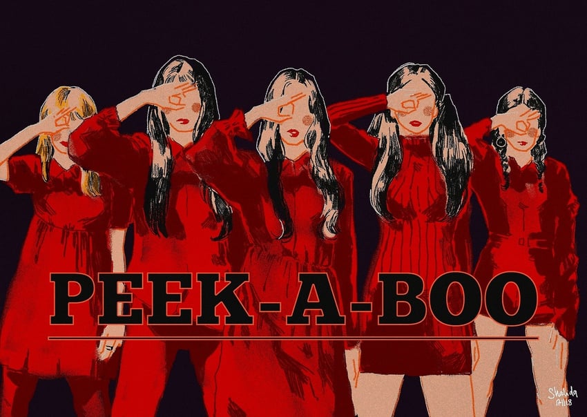seulgi, irene, joy, wendy, and yeri (red velvet) drawn by shalidasillustrations