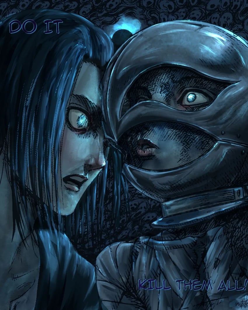 eren yeager and griffith (shingeki no kyojin and 1 more) drawn by eliasdessin and instufer