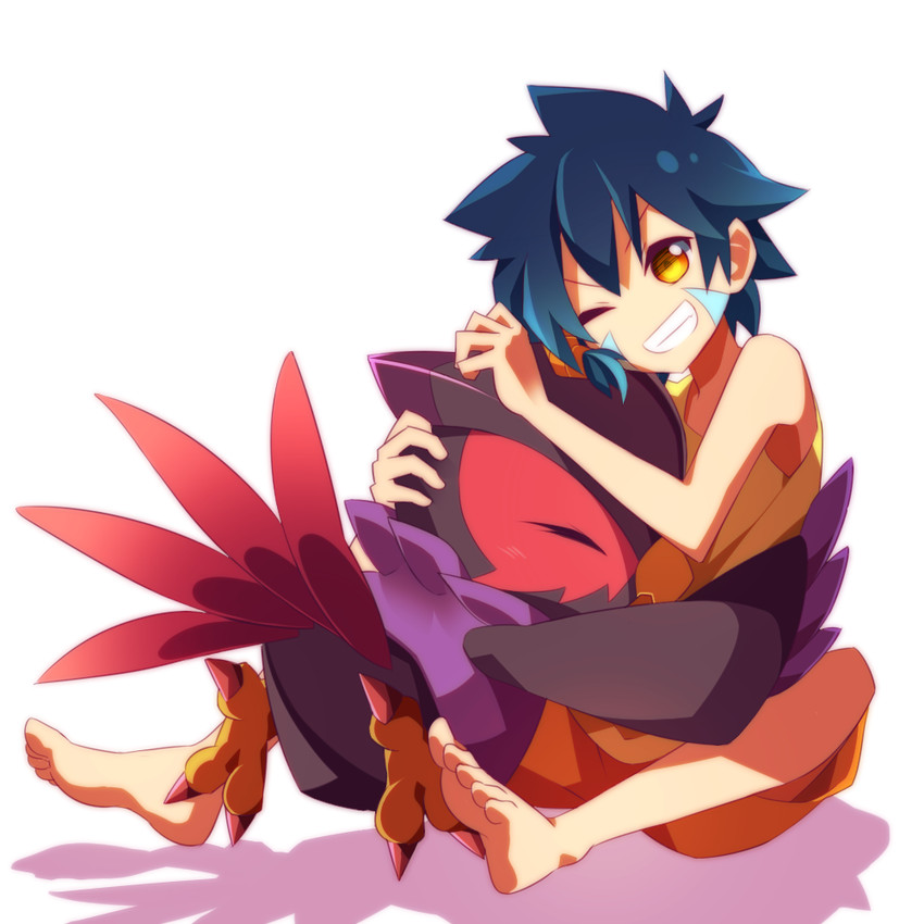 noguchi ikuto and falcomon (digimon and 1 more) drawn by lemon_(wzcrybmi)