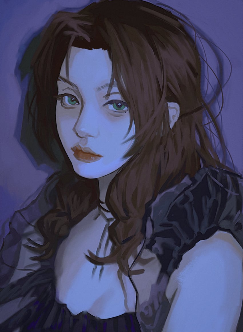 aerith gainsborough (final fantasy and 2 more) drawn by jeseni