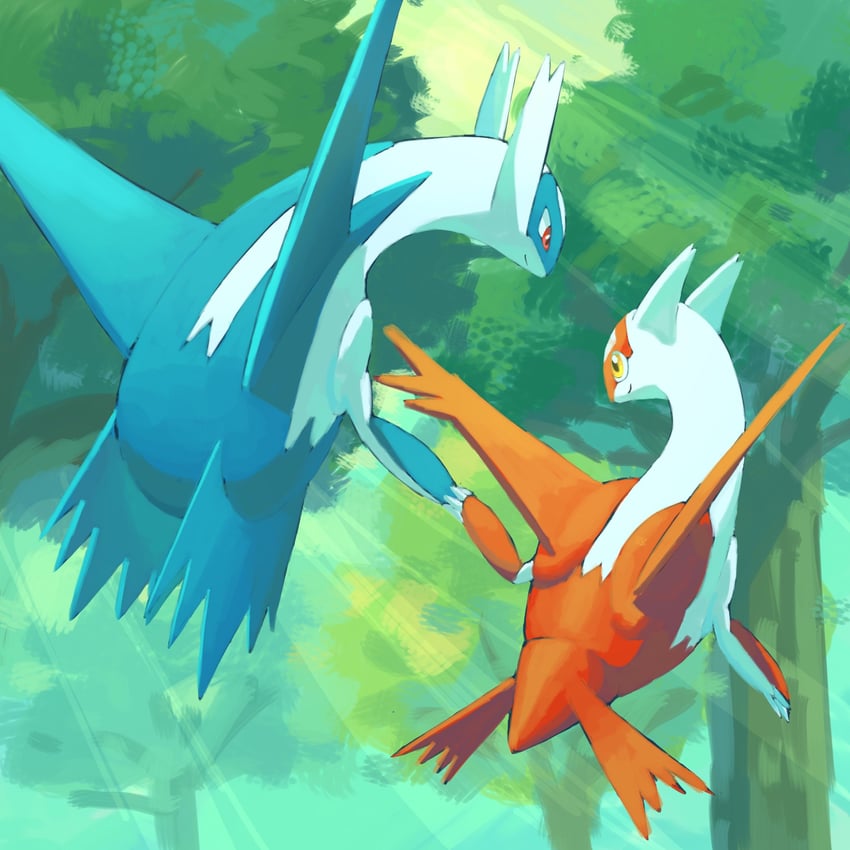 latias and latios (pokemon and 1 more) drawn by keruasu0629