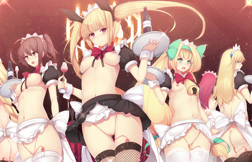 noel vermillion, rachel alucard, platinum the trinity, tsubaki yayoi, lambda-11, and 1 more (blazblue) drawn by daiaru