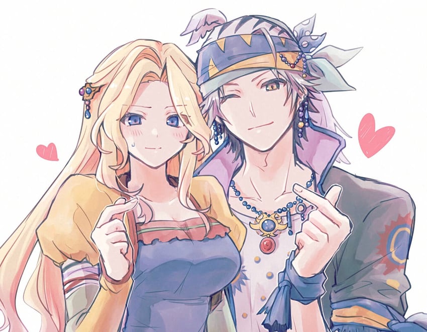 celes chere and locke cole (final fantasy and 1 more) drawn by pan_ff6