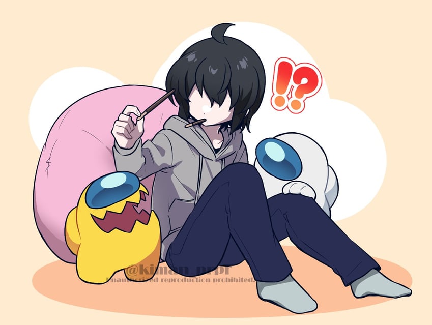 crewmate, yellow, white, impostor, and they (original and 1 more) drawn by kiman