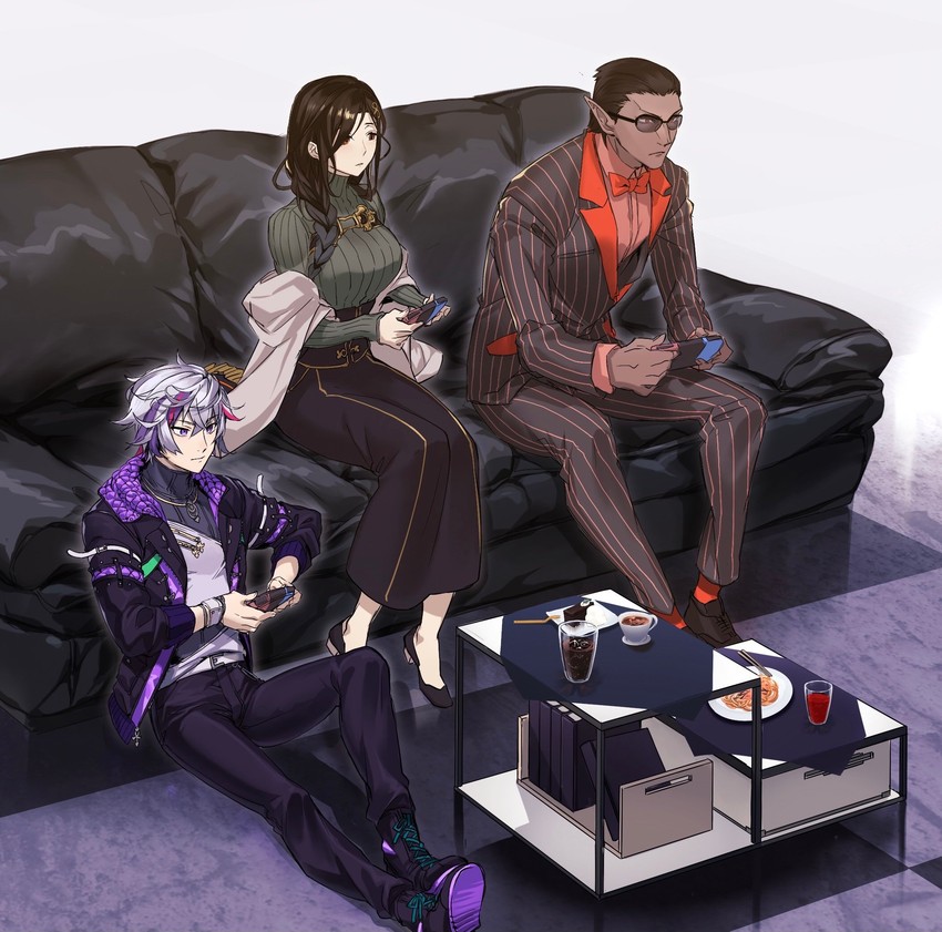 shirayuki tomoe, fuwa minato, and gwelu os gar (nijisanji) drawn by jip