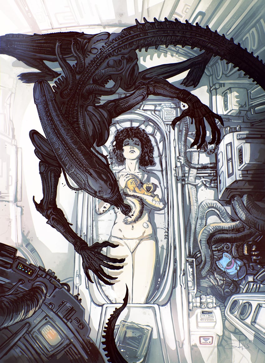 xenomorph, facehugger, ellen ripley, and jones (alien) drawn by tonypnd78