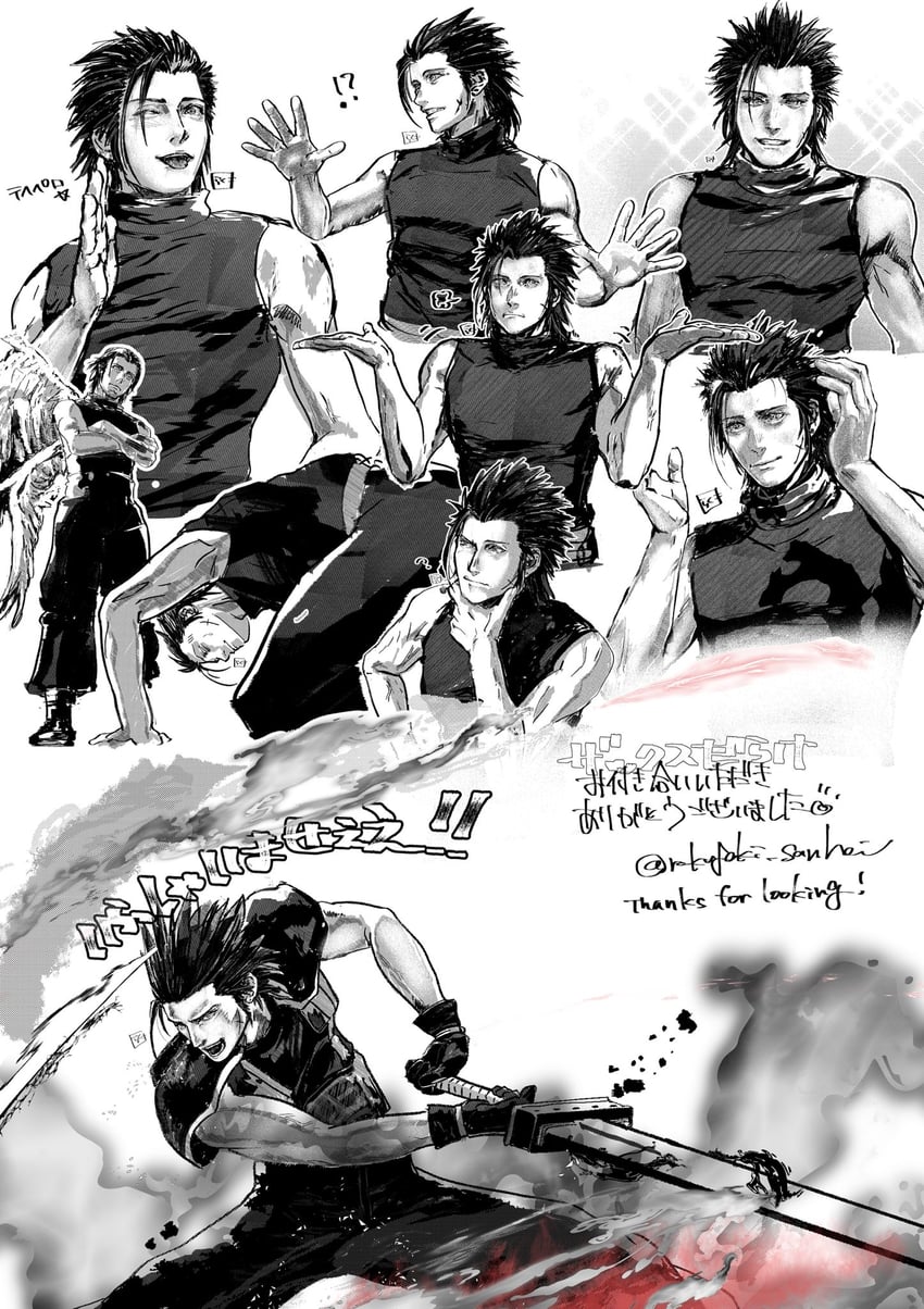zack fair and angeal hewley (final fantasy and 2 more) drawn by rakugaki_sanhai