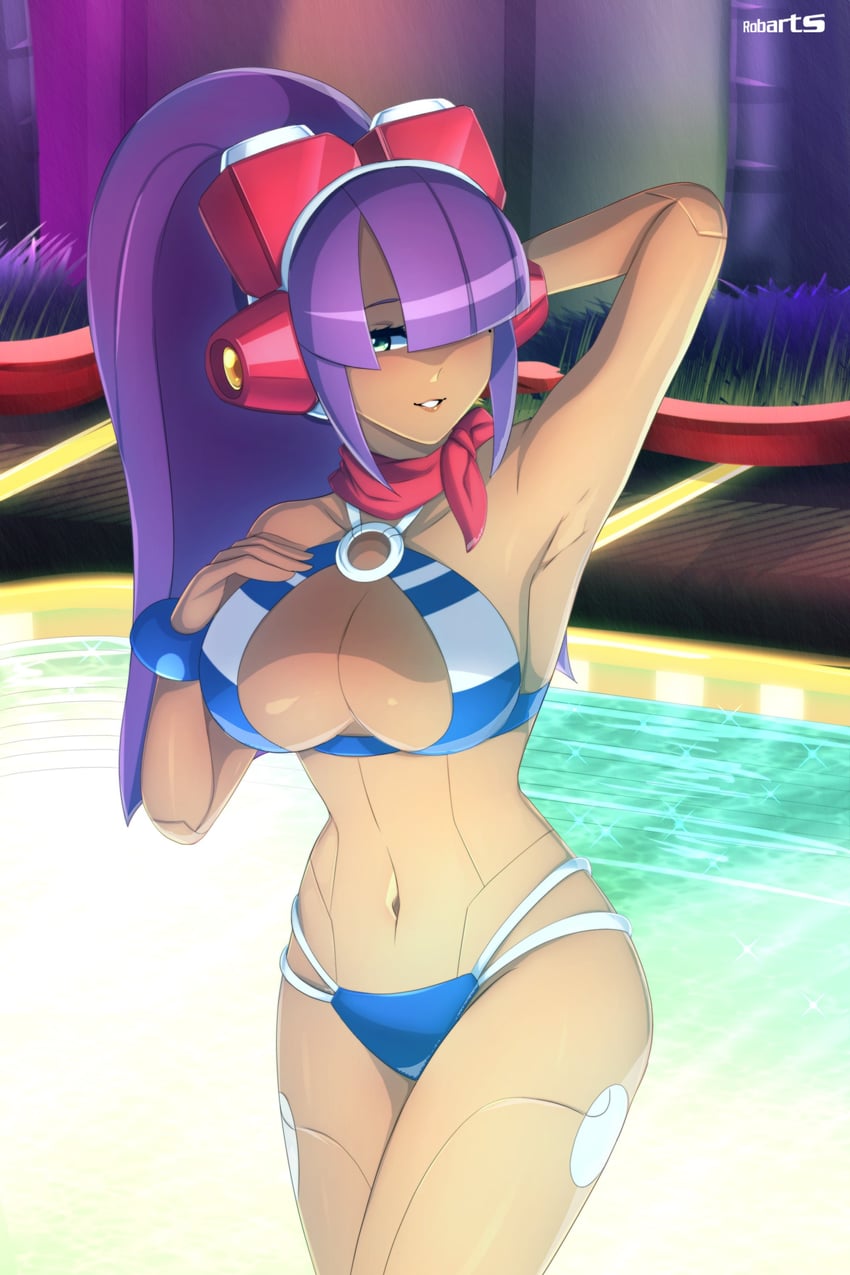 layer and swimsuit layer (mega man and 2 more) drawn by axasempai