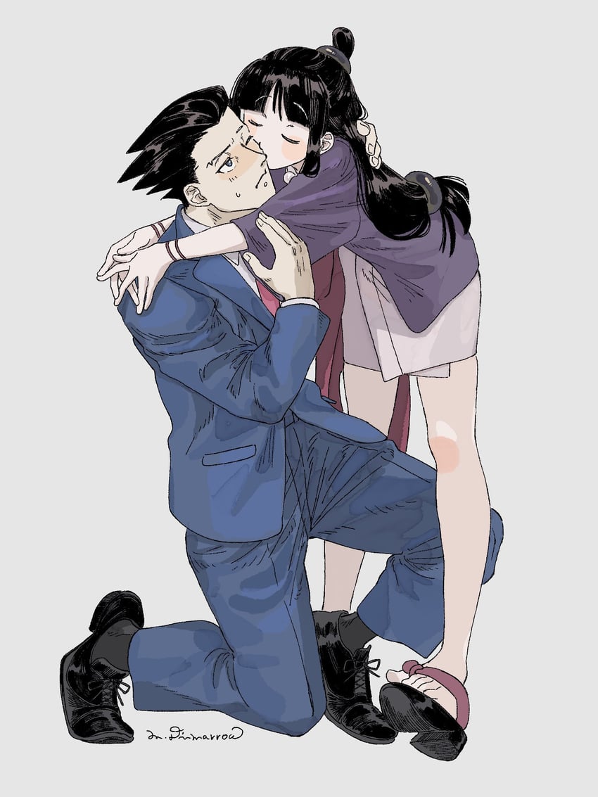 phoenix wright and maya fey (ace attorney) drawn by omen_hohoho