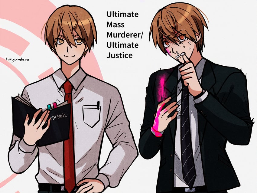 yagami light (danganronpa and 1 more) drawn by huyandere