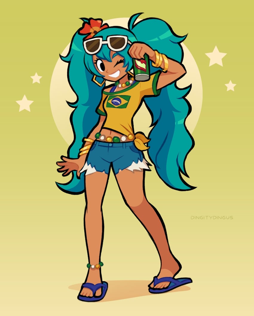hatsune miku and brazilian miku (vocaloid) drawn by vinny_(dingitydingus)