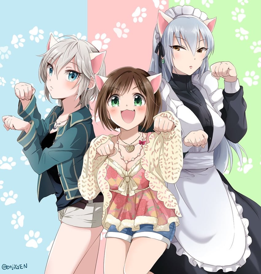 anastasia, maekawa miku, and takamine noa (idolmaster and 2 more) drawn by gen_(enji)