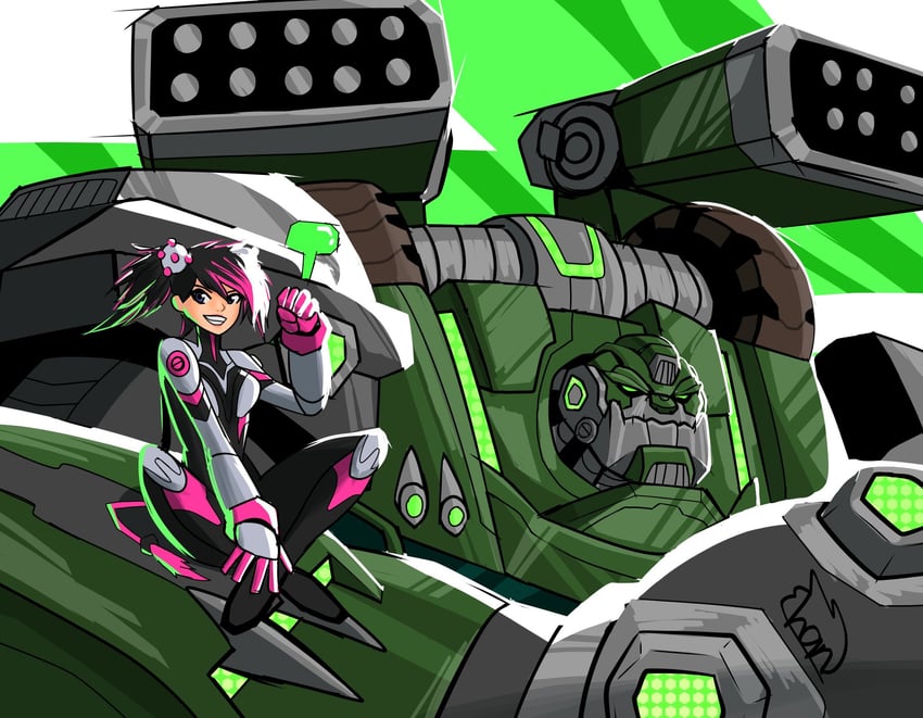 peni parker, bulkhead, and miko nakadai (marvel and 3 more) drawn by shan_4rt