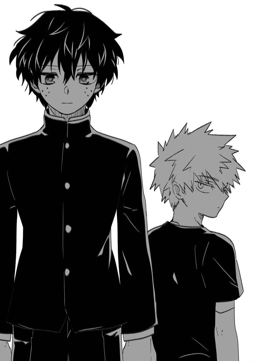 midoriya izuku and bakugou katsuki (boku no hero academia) drawn by ikuhashi_muiko