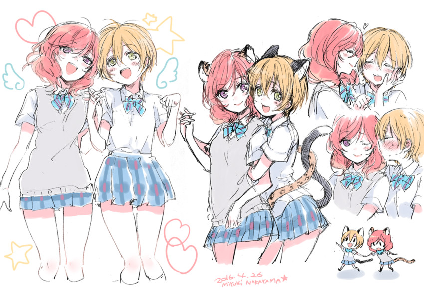 nishikino maki and hoshizora rin (love live! and 1 more) drawn by nakayama_miyuki