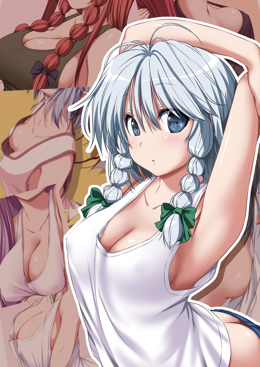 remilia scarlet, izayoi sakuya, patchouli knowledge, hong meiling, koakuma, and 1 more (touhou) drawn by nori_tamago
