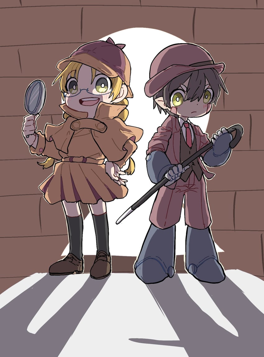 reg and riko (made in abyss) drawn by mochi_mori