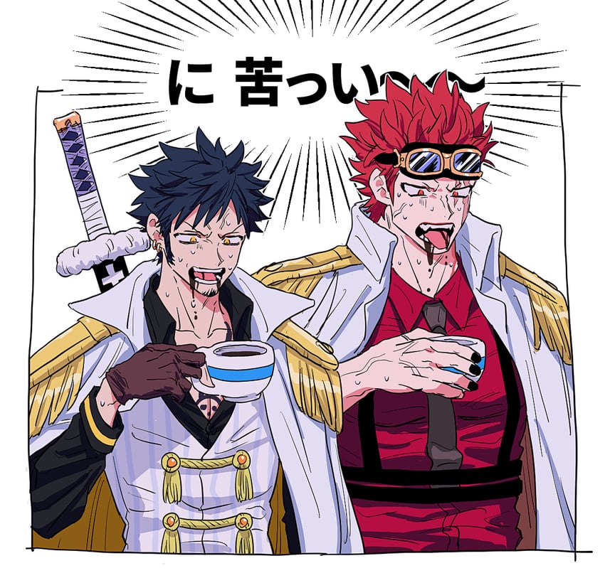 trafalgar law and eustass kid (one piece) drawn by yakumo_(ykm)