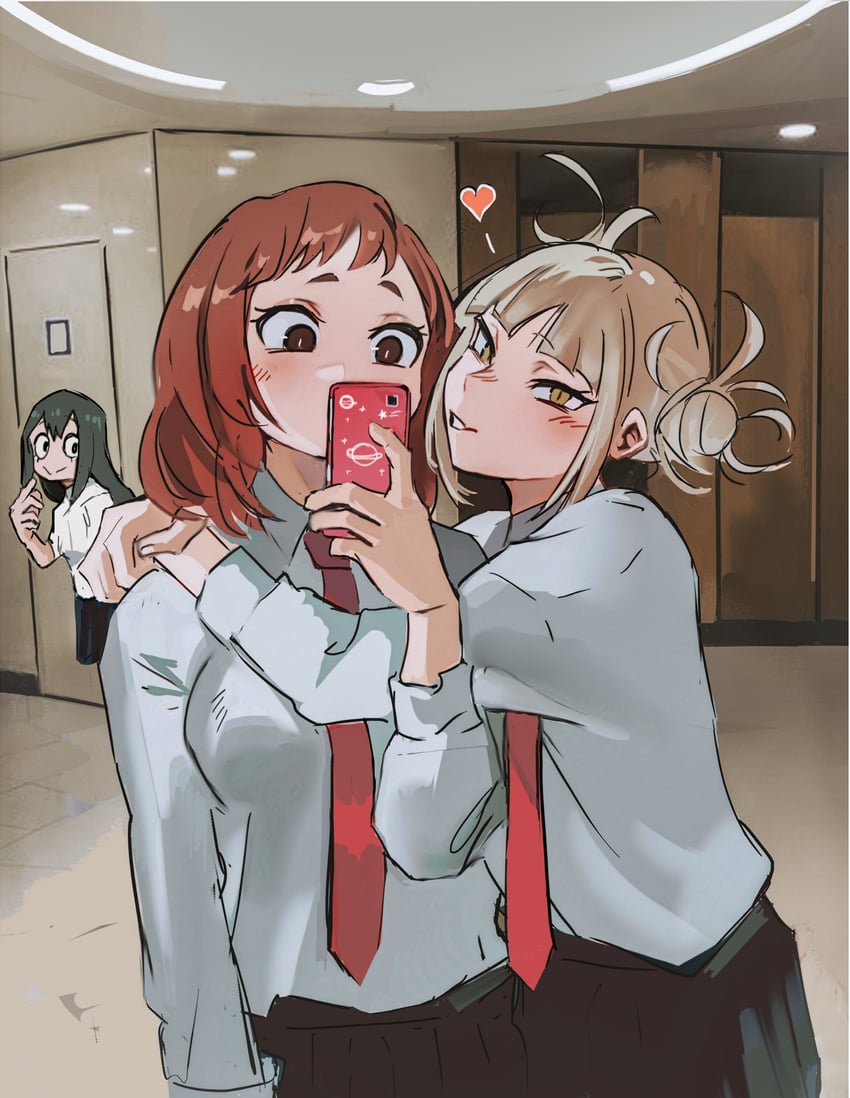 uraraka ochaco, toga himiko, and asui tsuyu (boku no hero academia) drawn by sharl0ck