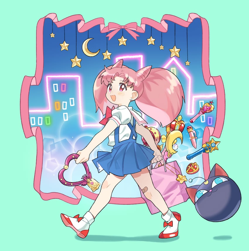chibi usa and luna-p (bishoujo senshi sailor moon and 3 more) drawn by chocolate-domino