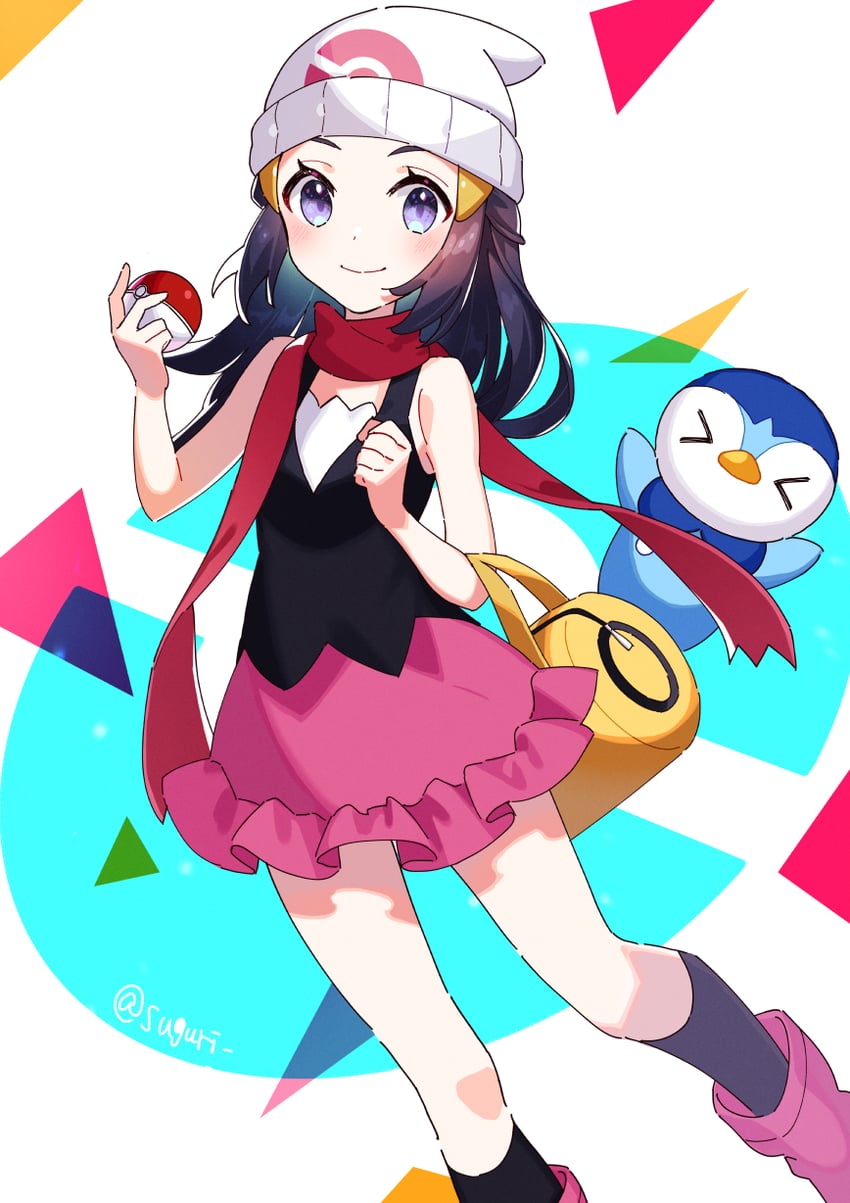 dawn and piplup (pokemon and 1 more) drawn by suguri_(neroli)