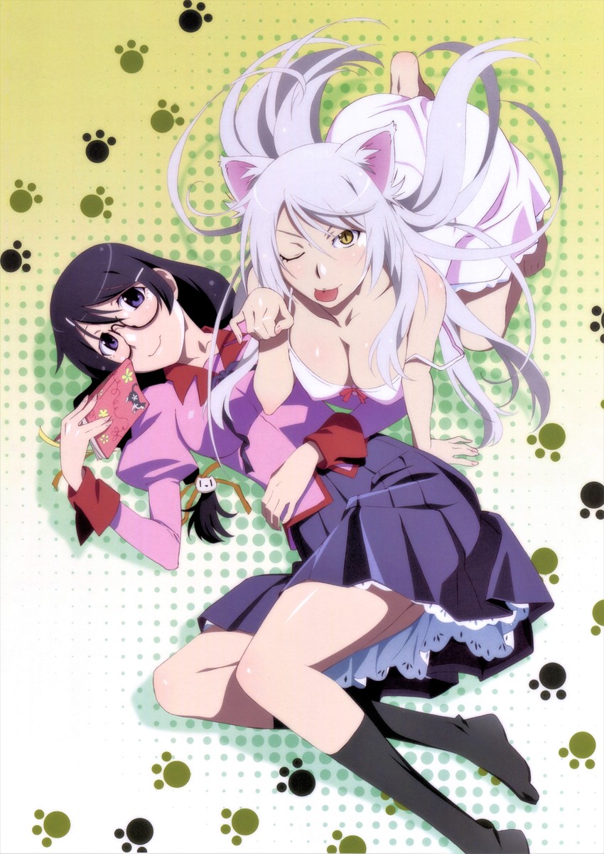 hanekawa tsubasa and black hanekawa (monogatari) drawn by watanabe_akio