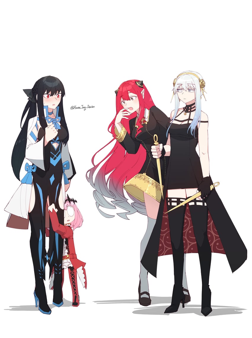yor briar, anya, baobhan sith, and morgan le fay (fate and 2 more) drawn by house_tag_denim