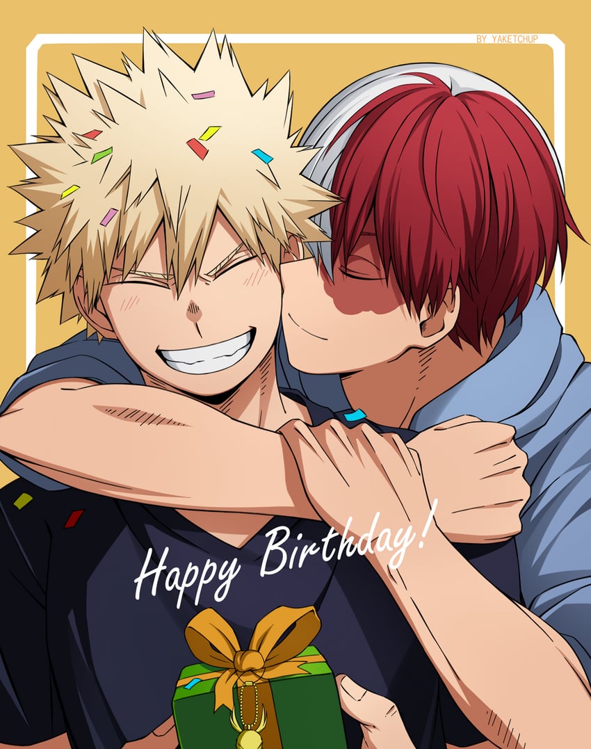 bakugou katsuki and todoroki shoto (boku no hero academia) drawn by yaketchup