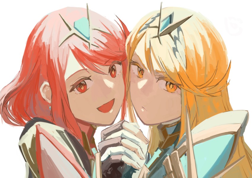 pyra and mythra (xenoblade chronicles and 1 more) drawn by nukakarubepu