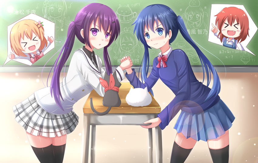 kafuu chino, hoto cocoa, kirima syaro, tippy, tedeza rize, and 6 more (gochuumon wa usagi desu ka? and 3 more) drawn by kazenokaze