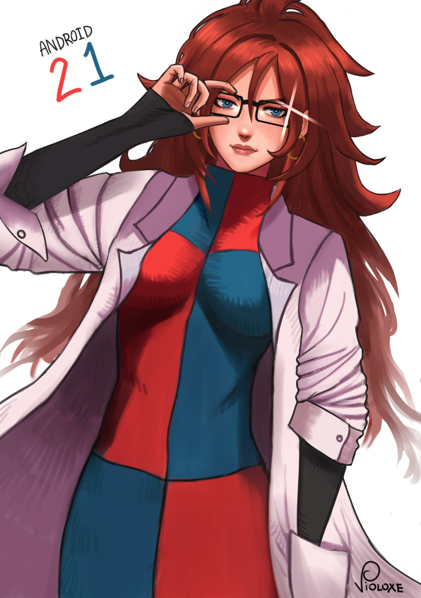 android 21 (dragon ball and 1 more) drawn by violoxe