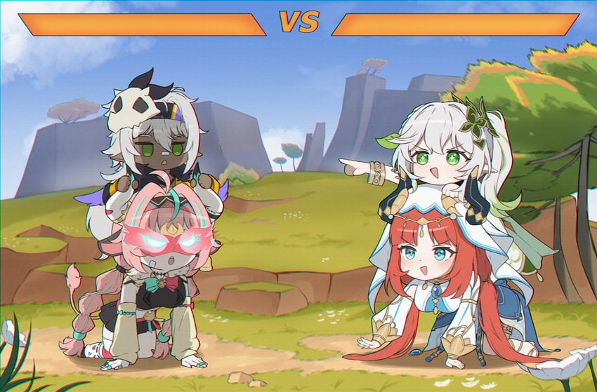 nahida, nilou, varesa, and iansan (genshin impact) drawn by jhp987