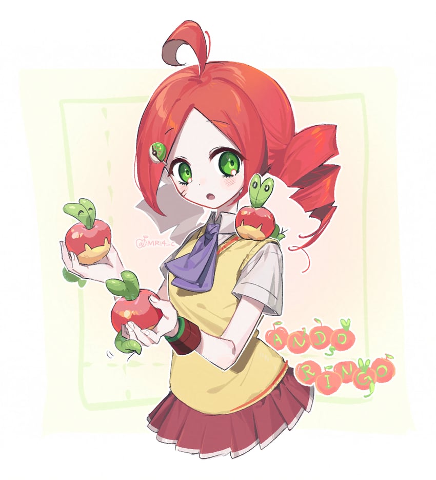 applin and andou ringo (pokemon and 1 more) drawn by sok_(mr14_c)