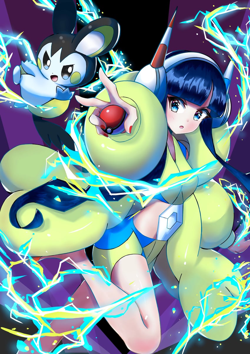 elesa and emolga (pokemon and 1 more) drawn by lex_suri12
