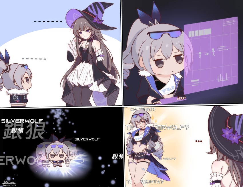 silver wolf, herta, and the herta (honkai and 2 more) drawn by ken-pai_(kenpai_arts)