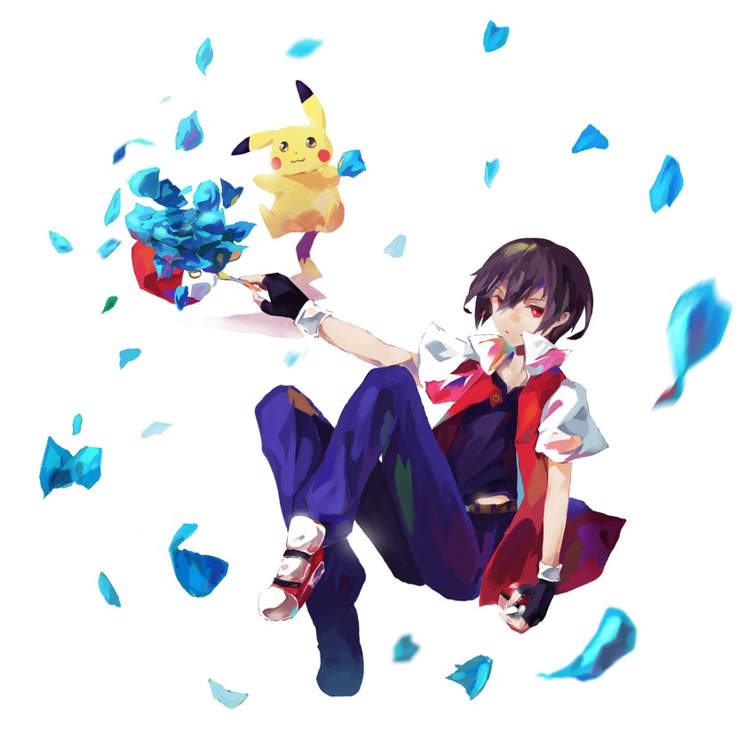 pikachu and red (pokemon and 1 more) drawn by uransa