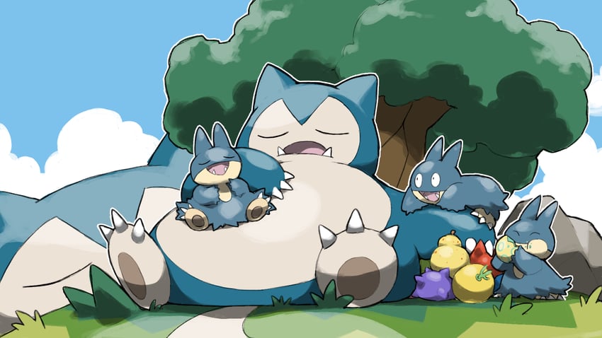 snorlax, munchlax, and gigantamax snorlax (pokemon) drawn by blacknirrow