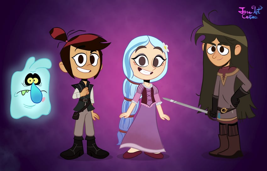 andrea davenport, molly mcgee, libby stein-torres, and scratch (tangled and 1 more) drawn by joseartcentenoofficial