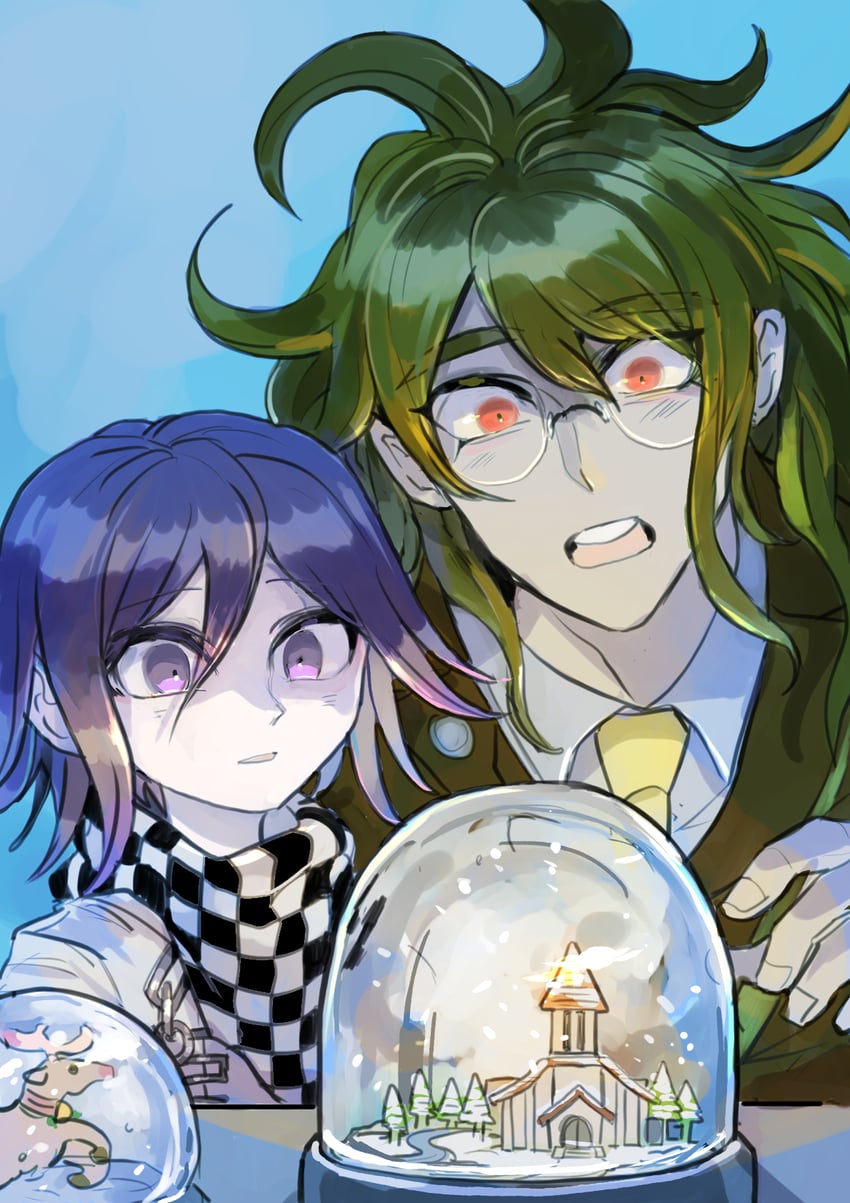 oma kokichi and gokuhara gonta (danganronpa and 1 more) drawn by kumakoro_(tetsupag)