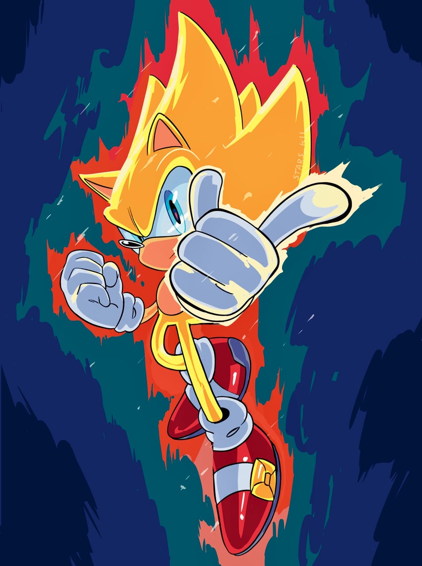 sonic the hedgehog, super sonic, and super sonic 2 (sonic and 1 more) drawn by stars_kii