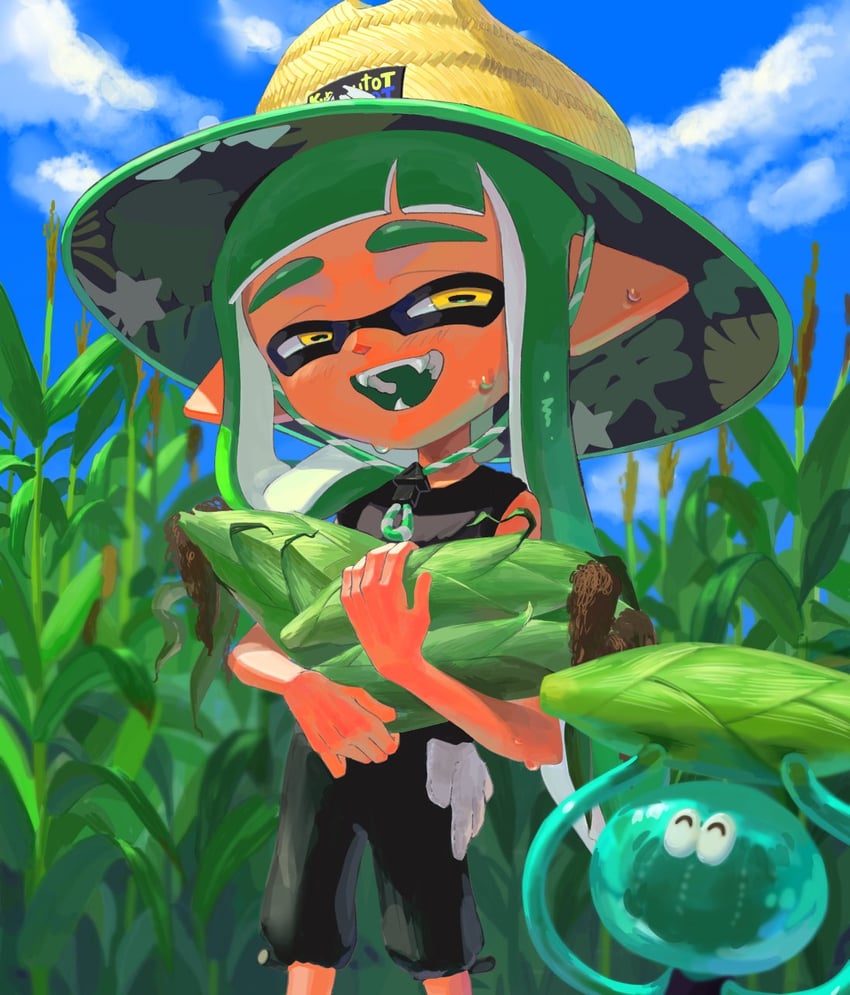 inkling player character, inkling girl, and jellyfish (splatoon and 1 more) drawn by kurutot1