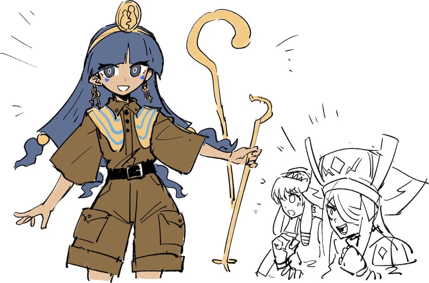michigami nareko, nebet tefet, and set-taishou (touhou and 2 more) drawn by kaibootsu