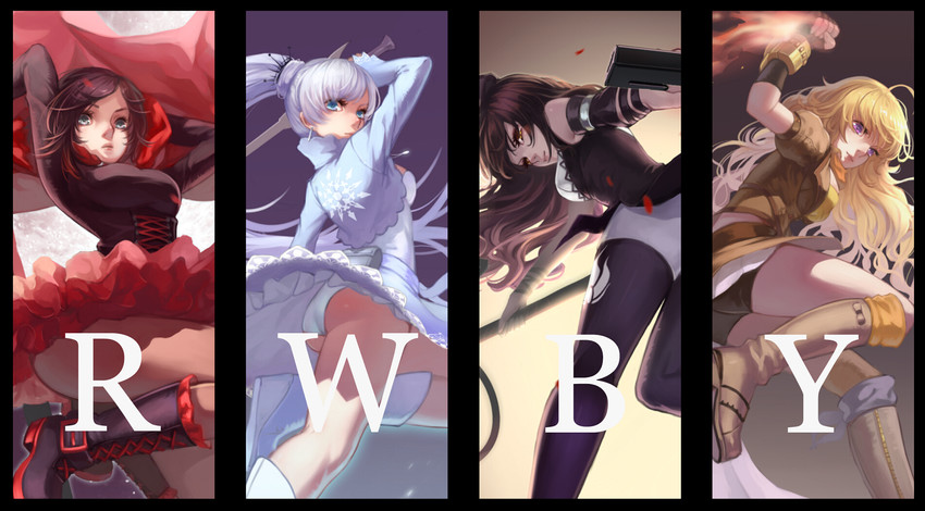 ruby rose, weiss schnee, yang xiao long, and blake belladonna (rwby) drawn by bojue_yu_yaojing_695657