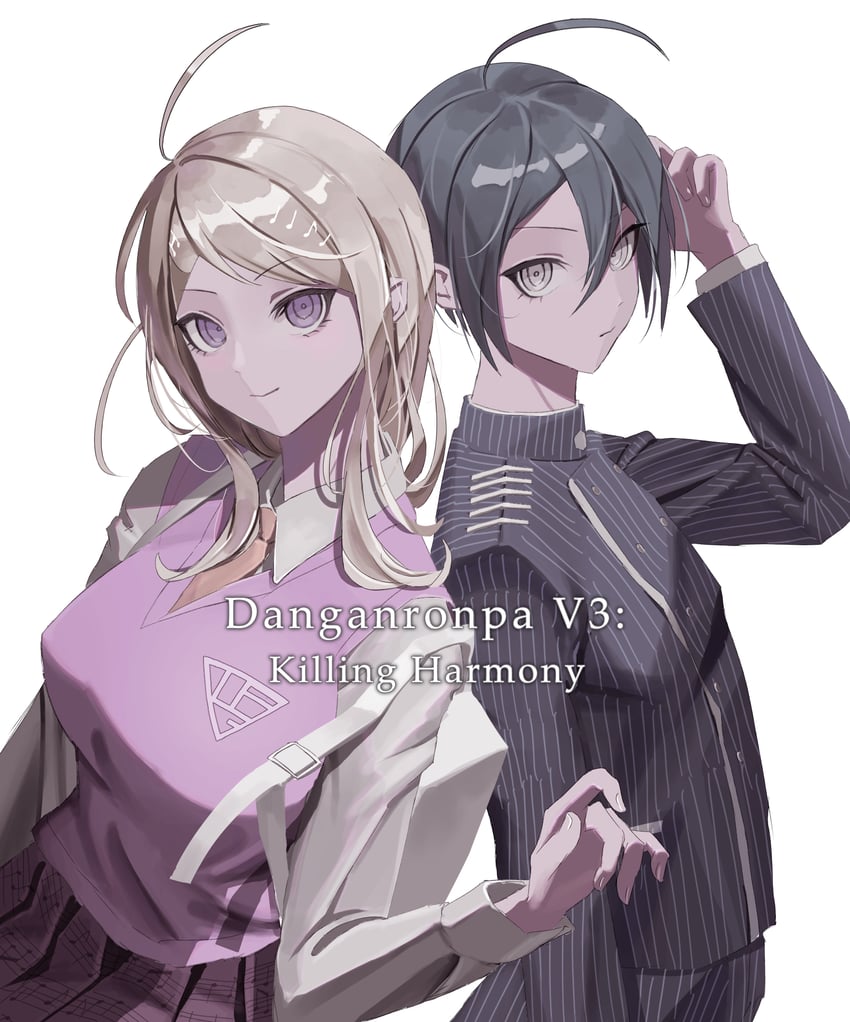 saihara shuichi and akamatsu kaede (danganronpa and 1 more) drawn by sukizukiko