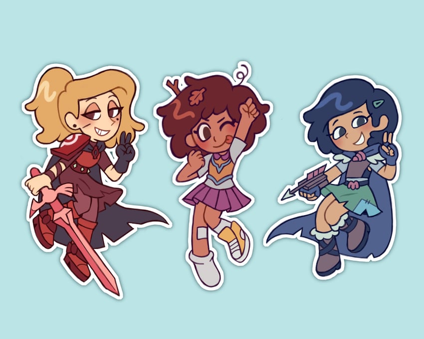 sasha waybright, anne boonchuy, and marcy wu (amphibia) drawn by chereverie