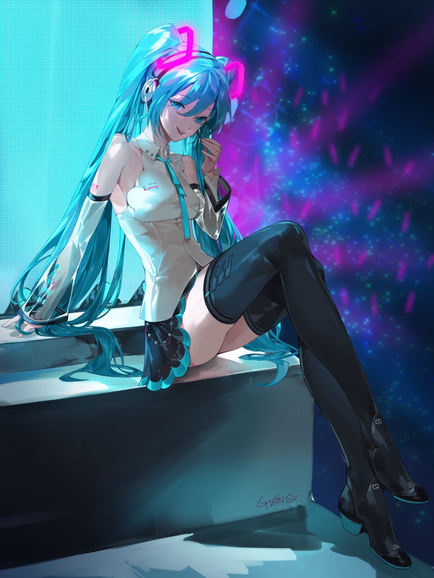 hatsune miku (vocaloid and 1 more) drawn by kyeongsu_lee