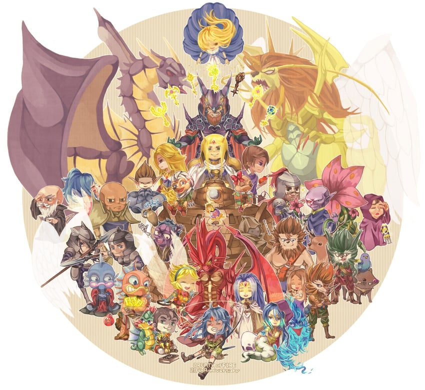 nina, deis, ryu, myria, manillo, and 4 more (breath of fire and 1 more) drawn by miche_(inu_gosho)
