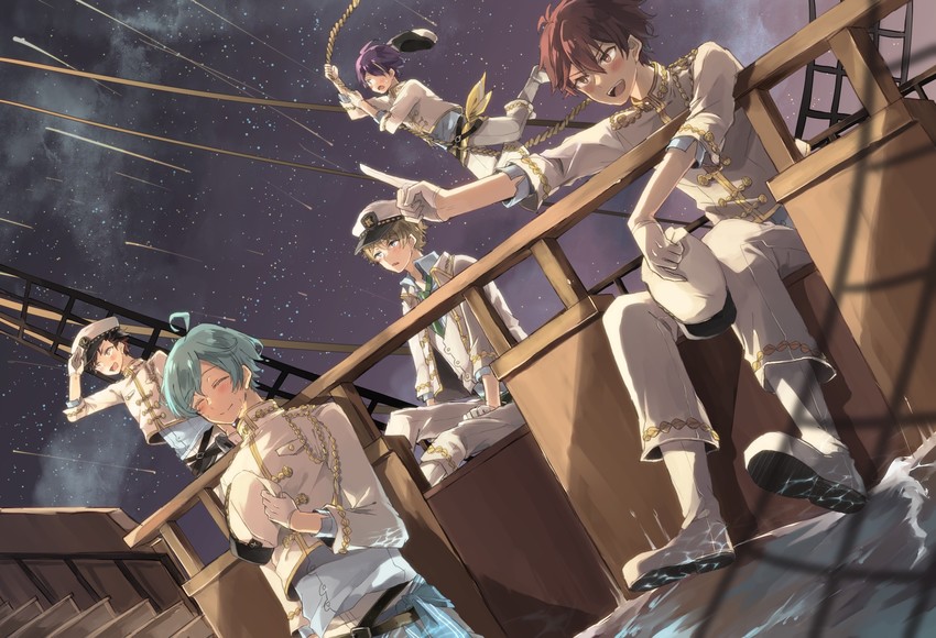 morisawa chiaki, shinkai kanata, sengoku shinobu, takamine midori, and nagumo tetora (ensemble stars!) drawn by chibirisu
